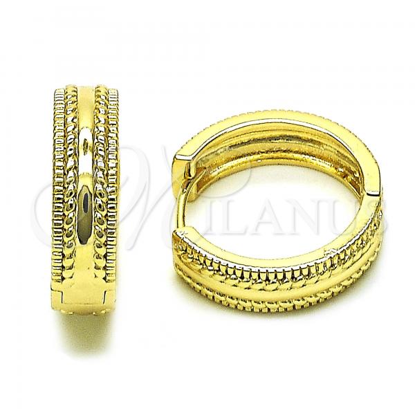 Oro Laminado Huggie Hoop, Gold Filled Style Diamond Cutting Finish, Golden Finish, 02.213.0472.25