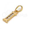 Oro Laminado Fancy Pendant, Gold Filled Style Initials Design, with White Cubic Zirconia, Polished, Golden Finish, 05.26.0021