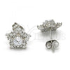 Sterling Silver Stud Earring, Star Design, with White Cubic Zirconia, Polished, Rhodium Finish, 02.285.0032
