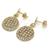 Oro Laminado Dangle Earring, Gold Filled Style Heart Design, with White Crystal, Polished, Golden Finish, 02.63.2492