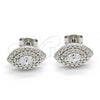 Sterling Silver Stud Earring, with White Cubic Zirconia, Polished, Rhodium Finish, 02.186.0145.1