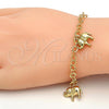 Oro Laminado Charm Bracelet, Gold Filled Style Elephant Design, Diamond Cutting Finish, Golden Finish, 03.63.1789.07