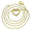 Oro Laminado Pendant Necklace, Gold Filled Style Heart Design, with Garnet Micro Pave, Polished, Golden Finish, 04.156.0329.2.20