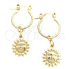 Oro Laminado Small Hoop, Gold Filled Style Sun Design, Polished, Golden Finish, 02.58.0041.12