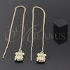 Oro Laminado Threader Earring, Gold Filled Style Teddy Bear Design, Golden Finish, 5.116.008