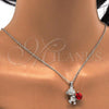Rhodium Plated Pendant Necklace, Teddy Bear Design, with Siam and Aurore Boreale Swarovski Crystals, Polished, Rhodium Finish, 04.239.0041.8.18