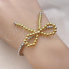 Oro Laminado Fancy Bracelet, Gold Filled Style Bow and Expandable Bead Design, Polished, Two Tone, 03.341.0220.1.07