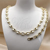 Oro Laminado Necklace and Bracelet, Gold Filled Style Puff Mariner Design, Polished, Golden Finish, 06.213.0030