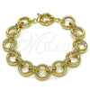 Oro Laminado Fancy Bracelet, Gold Filled Style Rolo and Hollow Design, Polished, Golden Finish, 03.415.0021.08