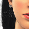 Sterling Silver Stud Earring, Flower Design, with White Cubic Zirconia, Polished, Rose Gold Finish, 02.174.0084.1