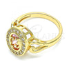 Oro Laminado Multi Stone Ring, Gold Filled Style with Pink Cubic Zirconia, Polished, Golden Finish, 01.210.0120.1.09