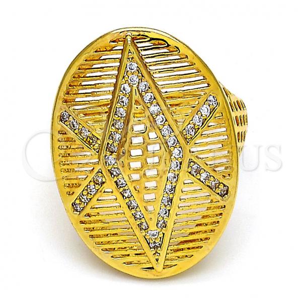 Oro Laminado Multi Stone Ring, Gold Filled Style with White Micro Pave, Polished, Golden Finish, 01.118.0030.08 (Size 8)