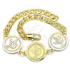 Oro Laminado Fancy Bracelet, Gold Filled Style Bird Design, Polished, Golden Finish, 03.63.2050.08