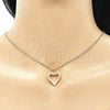 Oro Laminado Pendant Necklace, Gold Filled Style Heart Design, with White Micro Pave, Polished, Golden Finish, 04.94.0037.20