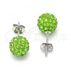 Sterling Silver Stud Earring, with Light Green Crystal, Polished, Rhodium Finish, 02.332.0042.9