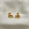 Oro Laminado Stud Earring, Gold Filled Style Elephant Design, with Pink Cubic Zirconia, Polished, Golden Finish, 02.09.0200.1