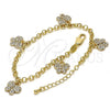 Oro Laminado Charm Bracelet, Gold Filled Style Butterfly and Rolo Design, with White Crystal, Polished, Golden Finish, 03.63.1374.07