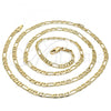 Oro Laminado Basic Necklace, Gold Filled Style Figaro Design, Diamond Cutting Finish, Golden Finish, 5.222.031.30