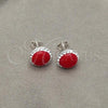 Sterling Silver Stud Earring, with Orange Red Pearl, Polished, Silver Finish, 02.399.0047