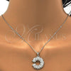 Sterling Silver Earring and Pendant Adult Set, with White Cubic Zirconia, Polished, Rhodium Finish, 10.286.0013