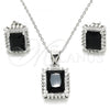 Sterling Silver Earring and Pendant Adult Set, with Black and White Cubic Zirconia, Polished, Rhodium Finish, 10.175.0061.4