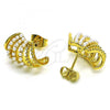 Oro Laminado Stud Earring, Gold Filled Style with Ivory Pearl, Polished, Golden Finish, 02.379.0046