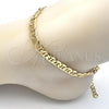 Oro Laminado Basic Anklet, Gold Filled Style Mariner Design, Polished, Golden Finish, 5.222.023.10