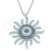 Sterling Silver Pendant Necklace, with Multicolor Micro Pave, Polished, Rhodium Finish, 04.336.0227.16