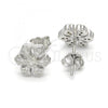 Sterling Silver Stud Earring, with White Micro Pave, Polished, Rhodium Finish, 02.336.0014