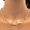 Oro Laminado Basic Necklace, Gold Filled Style Mariner Design, Diamond Cutting Finish, Golden Finish, 5.222.030.30