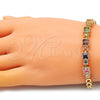 Oro Laminado Fancy Bracelet, Gold Filled Style with Multicolor Cubic Zirconia, Polished, Golden Finish, 03.283.0091.1.07