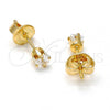 Oro Laminado Stud Earring, Gold Filled Style with White Cubic Zirconia, Polished, Golden Finish, 5.128.023