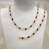 Oro Laminado Necklace and Bracelet, Gold Filled Style with Garnet and White Cubic Zirconia, Polished, Golden Finish, 06.205.0031.2