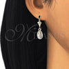 Oro Laminado Dangle Earring, Gold Filled Style Guadalupe Design, Polished, Tricolor, 02.351.0001