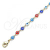 Oro Laminado Fancy Bracelet, Gold Filled Style Evil Eye Design, Multicolor Resin Finish, Golden Finish, 03.63.2212.07