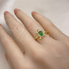 Oro Laminado Multi Stone Ring, Gold Filled Style Turtle Design, with Green Cubic Zirconia and White Micro Pave, Polished, Golden Finish, 01.341.0077.4