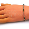 Oro Laminado Fancy Bracelet, Gold Filled Style with Green Cubic Zirconia, Polished, Golden Finish, 03.213.0161.07