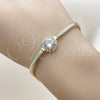 Oro Laminado Fancy Bracelet, Gold Filled Style Rat Tail and Cluster Design, with White Cubic Zirconia and White Micro Pave, Polished, Golden Finish, 03.213.0368.07