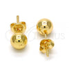Oro Laminado Stud Earring, Gold Filled Style Ball Design, Polished, Golden Finish, 5.128.011.1
