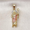 Oro Laminado Religious Pendant, Gold Filled Style San Judas Design, Polished, Tricolor, 05.411.0065