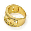 Oro Laminado Multi Stone Ring, Gold Filled Style Elephant Design, with White Micro Pave, Polished, Golden Finish, 01.253.0010.08 (Size 8)
