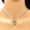 Oro Laminado Pendant Necklace, Gold Filled Style Heart Design, with White Micro Pave, Polished, Golden Finish, 04.342.0026.20