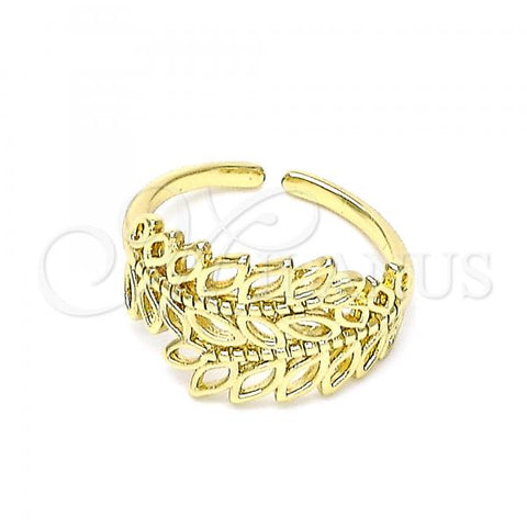 Oro Laminado Multi Stone Ring, Gold Filled Style Leaf Design, Polished, Golden Finish, 01.213.0012