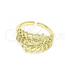 Oro Laminado Multi Stone Ring, Gold Filled Style Leaf Design, Polished, Golden Finish, 01.213.0012