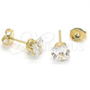Oro Laminado Stud Earring, Gold Filled Style with White Cubic Zirconia, Polished, Golden Finish, 5.128.026