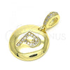 Oro Laminado Fancy Pendant, Gold Filled Style Initials Design, with White Cubic Zirconia, Polished, Golden Finish, 05.341.0013