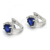 Sterling Silver Huggie Hoop, Heart Design, with Sapphire Blue and White Cubic Zirconia, Polished,, 02.186.0061.15