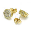 Oro Laminado Stud Earring, Gold Filled Style with White Micro Pave, Polished, Golden Finish, 02.344.0100