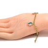 Oro Laminado Charm Bracelet, Gold Filled Style Elephant and Fish Design, with White Crystal, Multicolor Enamel Finish, Golden Finish, 03.63.1365.07
