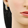 Oro Laminado Stud Earring, Gold Filled Style with White Micro Pave, Polished, Golden Finish, 02.283.0070